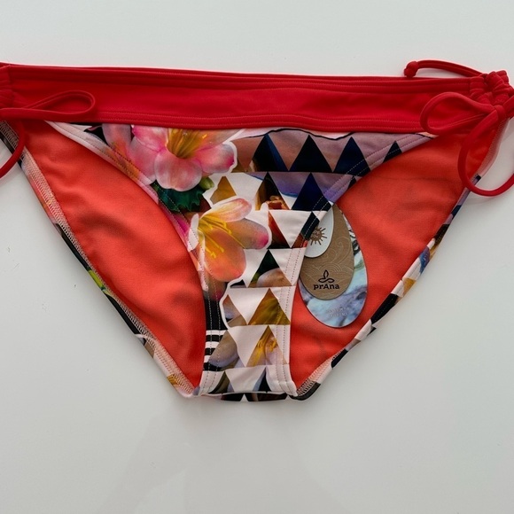 Prana Sabha swim bottoms size Small pink, rose Orange, ties on the sides - Picture 3 of 4